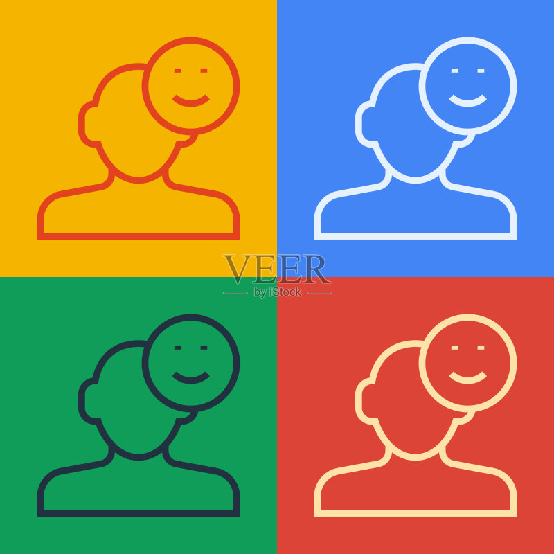 波普艺术线条好心情彩色图标图标素材
