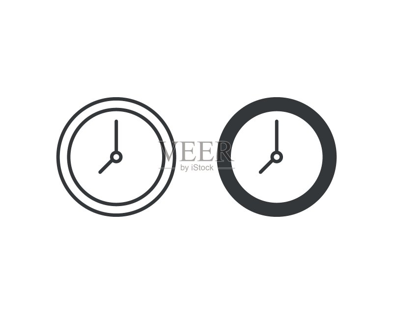 手表图标矢量图:隔离背景上的时钟,时间概念图标素材