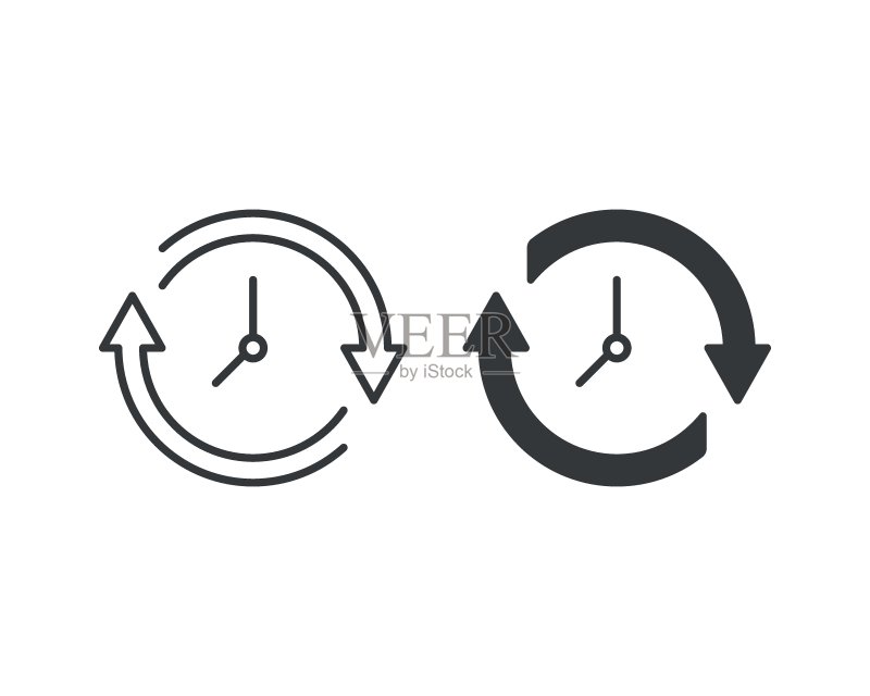 手表图标矢量图:隔离背景上的时钟,时间概念图标素材
