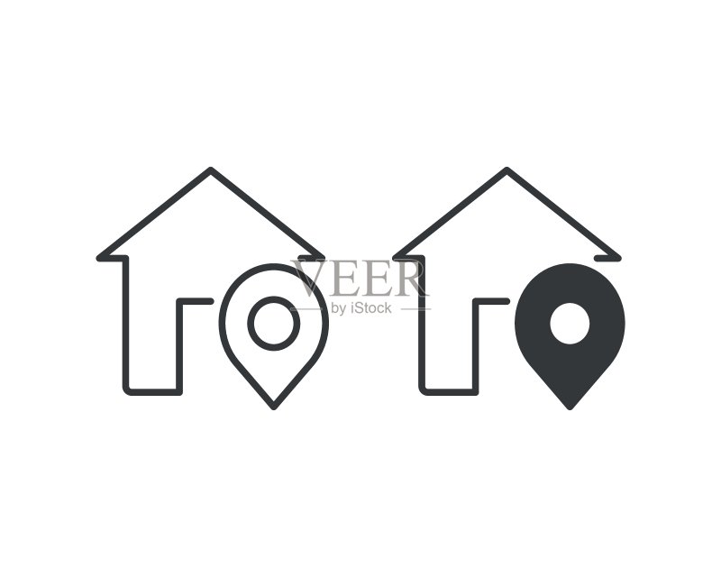 家庭住址图标矢量图:隔离背景上的图钉指针,位置标记概念图标素材
