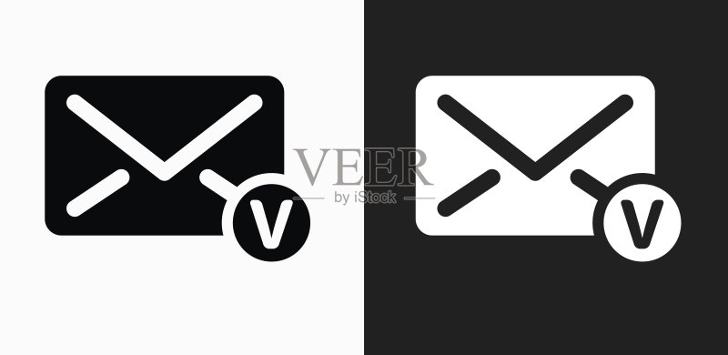 黑白矢量背景上的信封图标图标素材