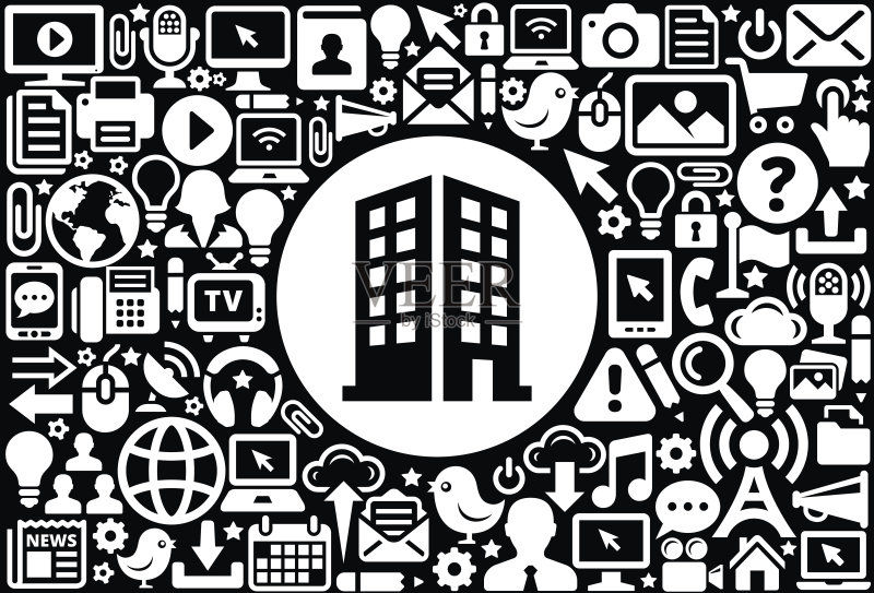 建筑黑白互联网科技背景图标图标素材