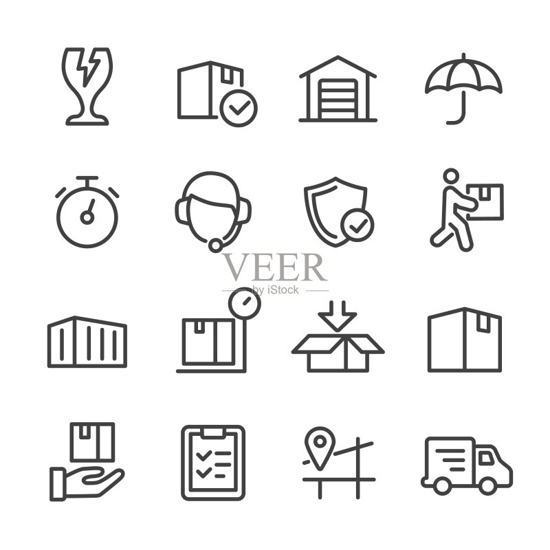 物流图标集-线条系列图标素材