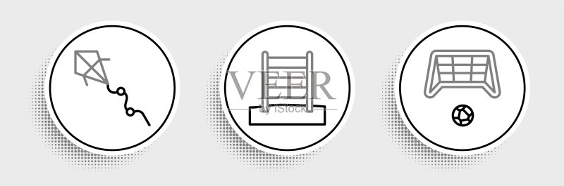 足球门、风筝和瑞典式物品图标素材