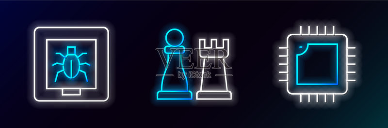 带有CPU昆虫的处理器图标素材