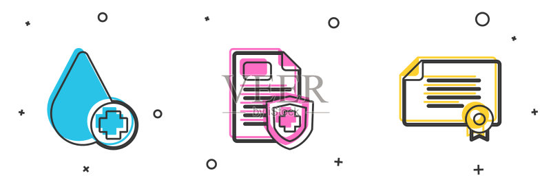 献血、患者记录图标套装图标素材