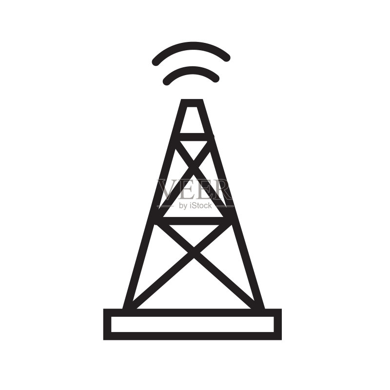 细线条风格的家庭通讯塔图标图标素材