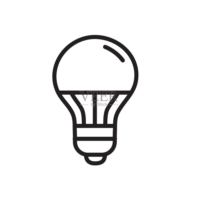 细线条风格的家居节能LED灯泡图标图标素材