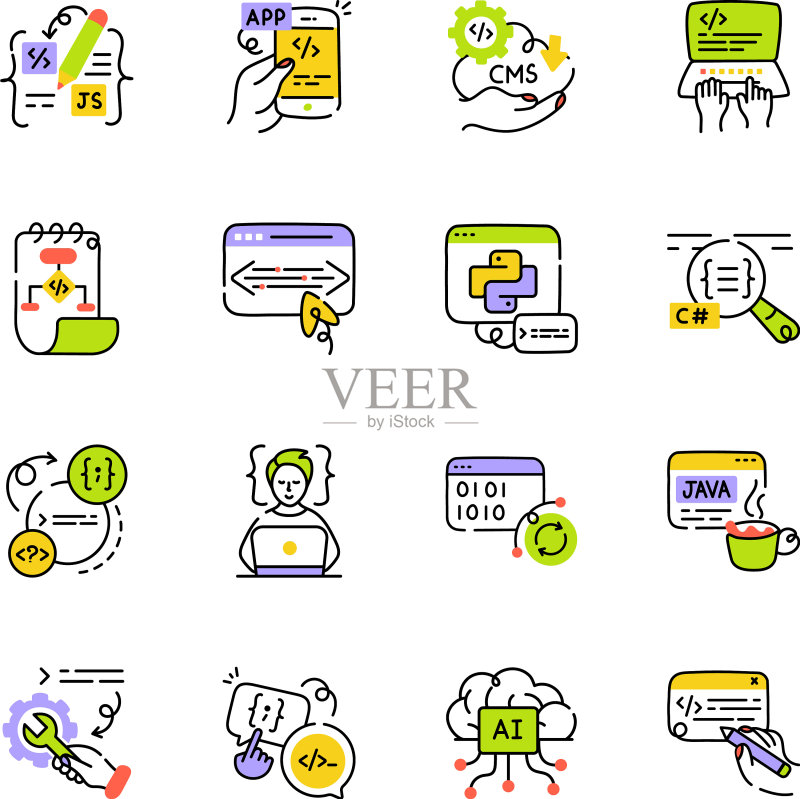 手绘Web编程最新图标图标素材