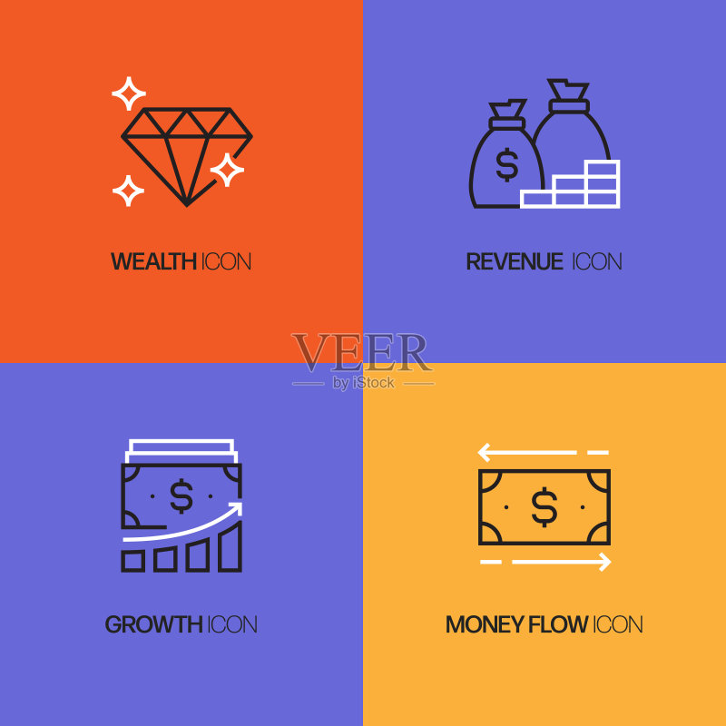 金融相关线条图标矢量符号图示图标素材