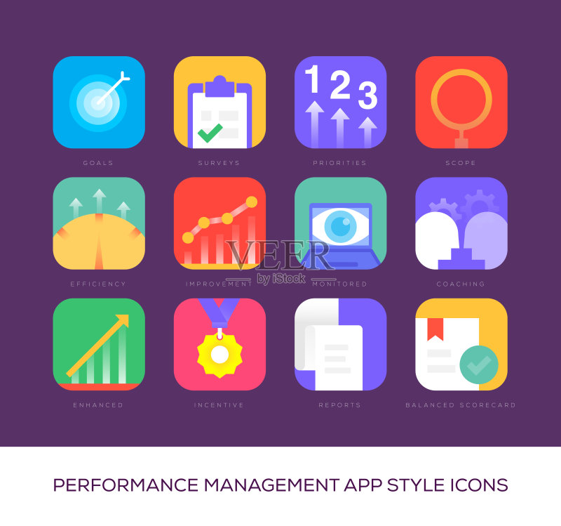 绩效管理App风格图标图标素材