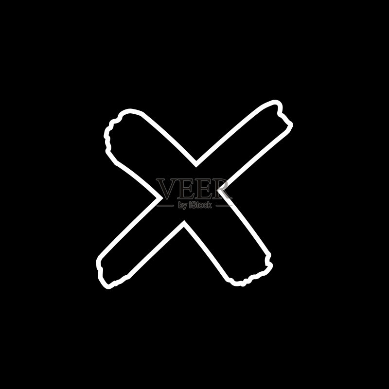 叉号轮廓标志或X标记图标,禁止符号图标素材
