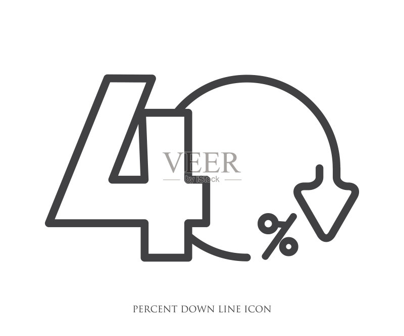 白色背景上的百分比下降线条图标,促销横幅模板设计,特价优惠横幅矢量图图标素材