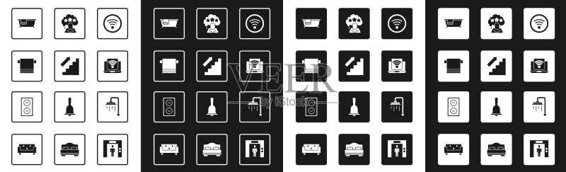 无线网络楼梯毛巾套图图标素材