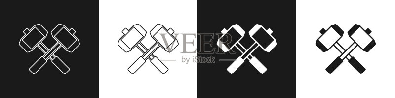 中世纪交叉战锤图标合集图标素材