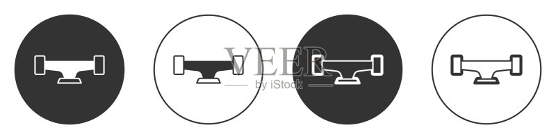 白色背景上孤立的黑色滑板轮图标图标素材