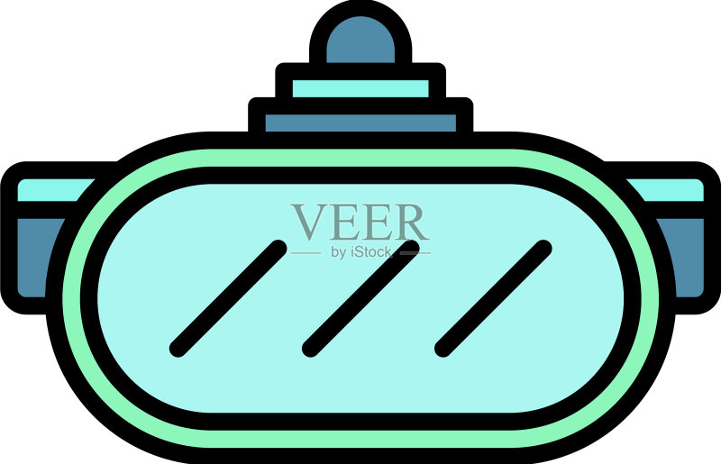 VR模拟头盔彩色轮廓图标图标素材