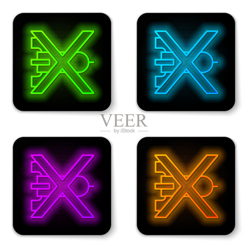 发光的霓虹灯禁止战争图标图标素材
