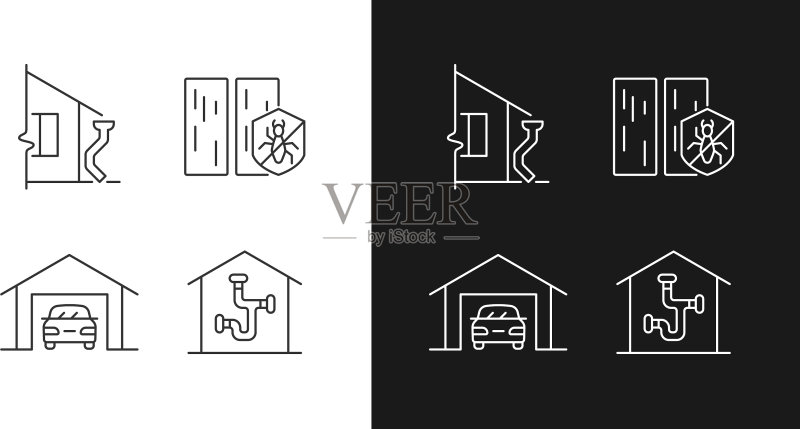 住宅建筑线性图标集图标素材