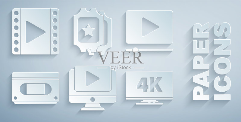 在线播放视频VHS录像带屏幕图标素材