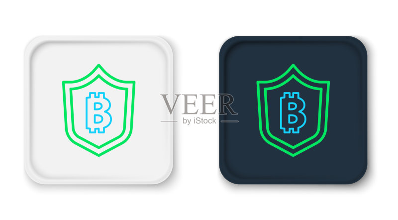 白色背景线条盾牌比特币图标图标素材