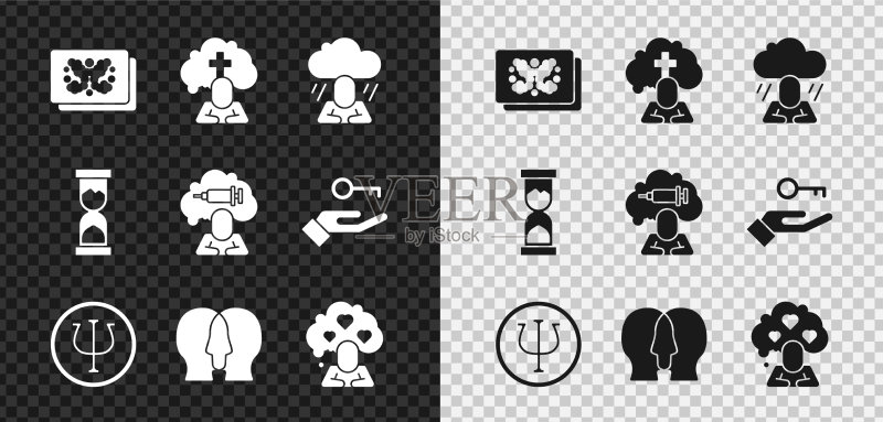 罗夏墨迹测试、男人、坟墓、葬礼与悲伤图标素材