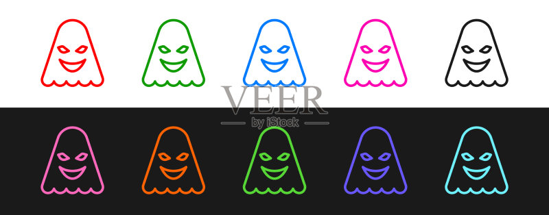 黑白背景上的幽灵图标线条图标素材