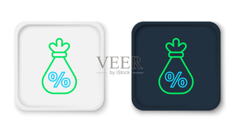 白色背景上的百分比钱袋图标图标素材
