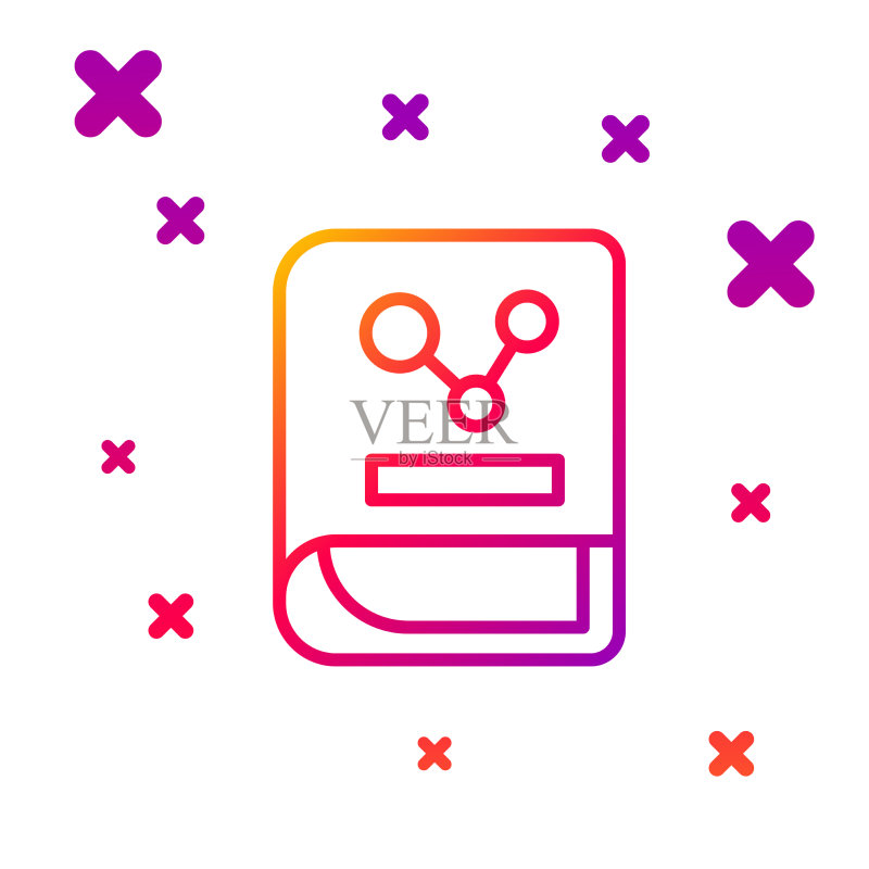 彩色线条的化学书图标,白色背景图标素材