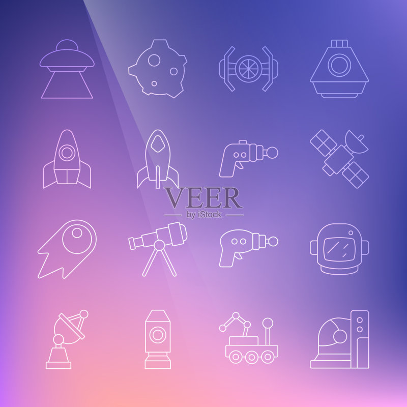 宇航员头盔卫星宇宙飞船图标素材