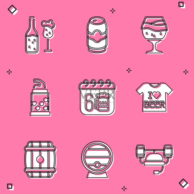 啤酒瓶、玻璃罐和一杯啤酒素材图标素材