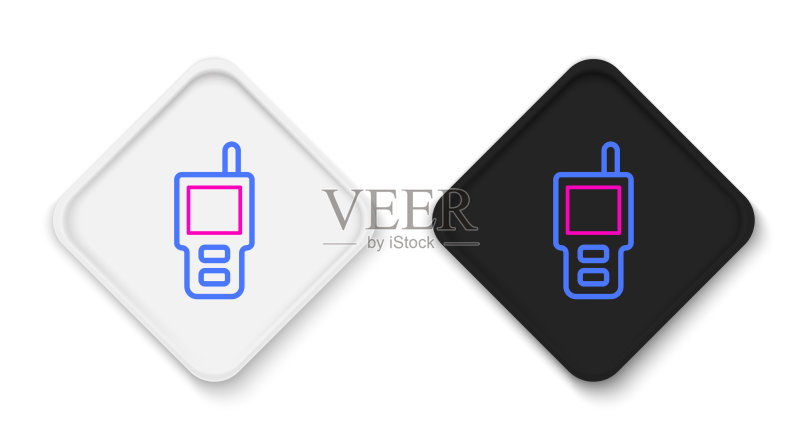 白色背景上的线条对讲机图标图标素材