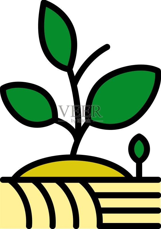农场植物图标彩色轮廓图标素材