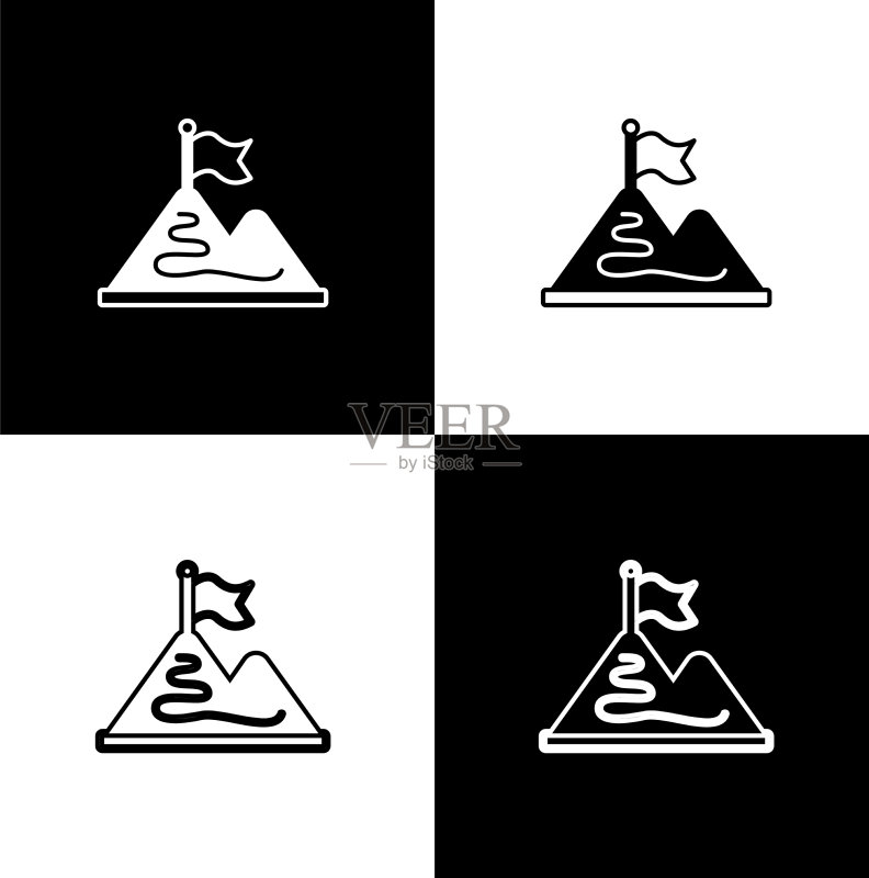 山顶带旗帜的图标图标素材