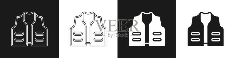 黑色背景上的渔 jacket 图标图标素材