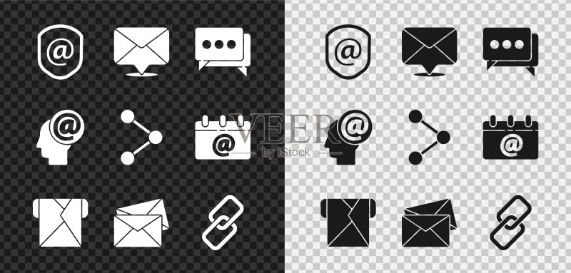 盾牌、邮件和电子邮件信封图案图标素材