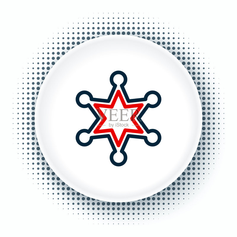 六芒星警长图标线条白色背景图标素材