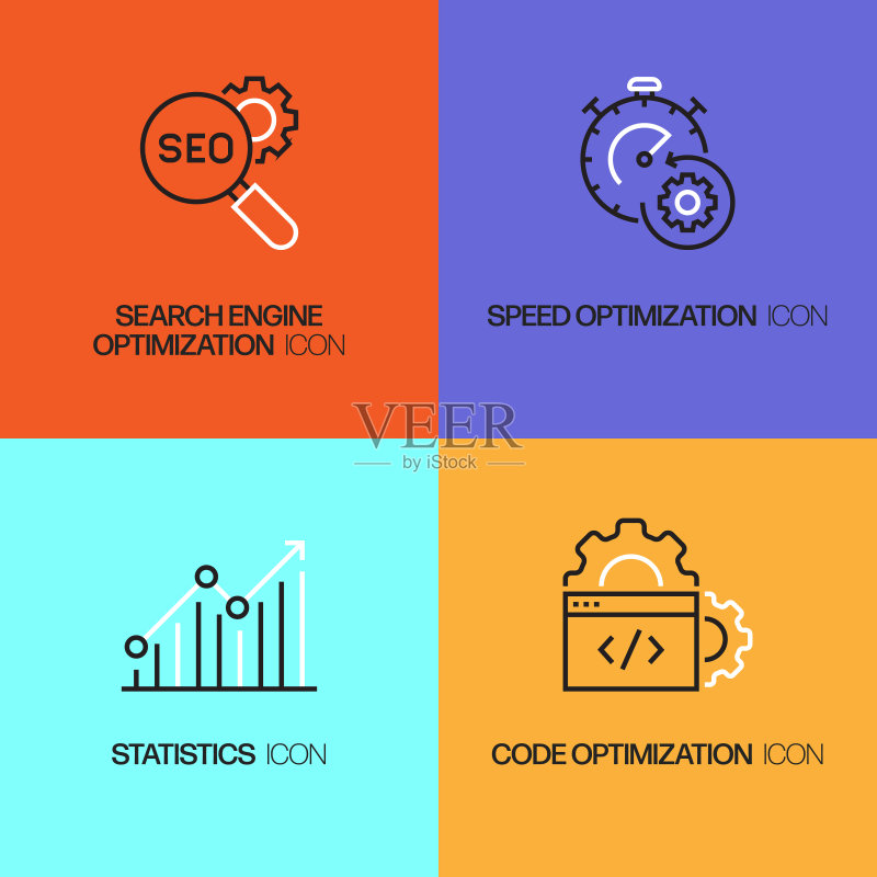 SEO相关线性图标矢量符号插图图标素材