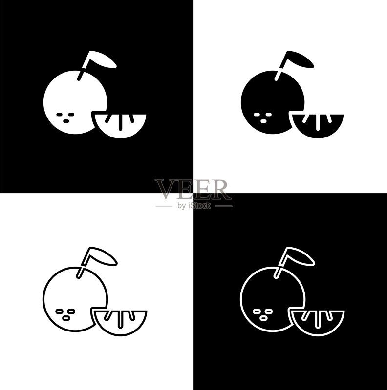 黑白柑橘水果图标素材图标素材