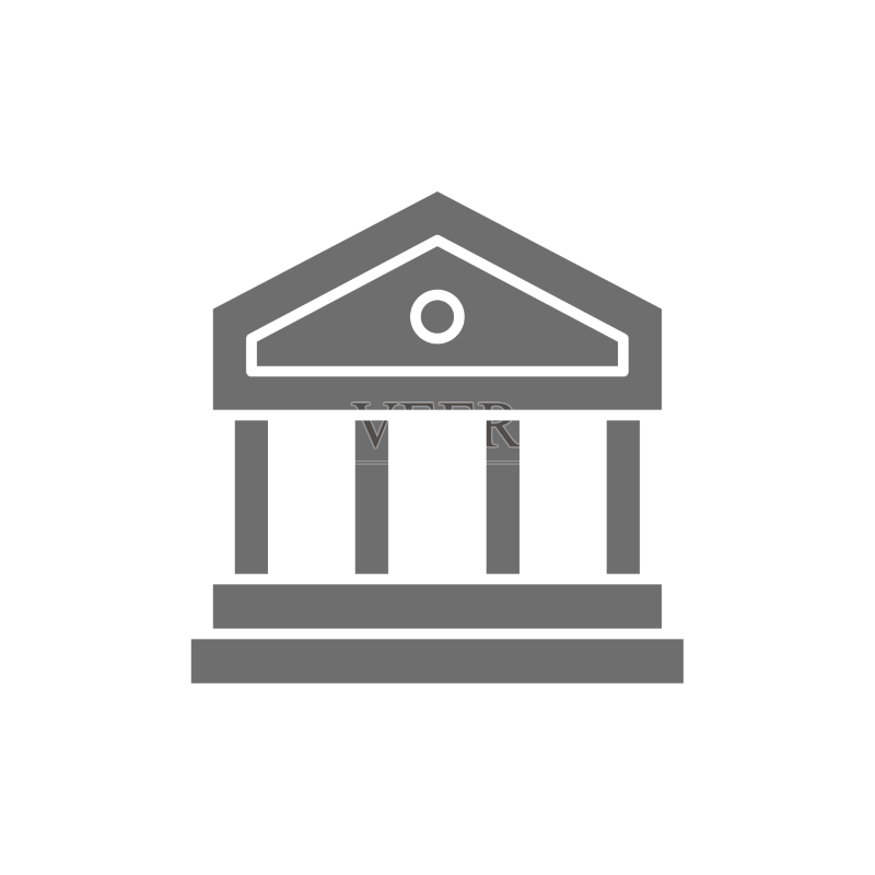 公正法庭或银行建筑灰色图标图标素材