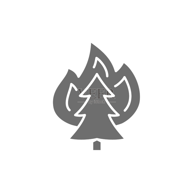 树上火焰野火灰色图标图标素材