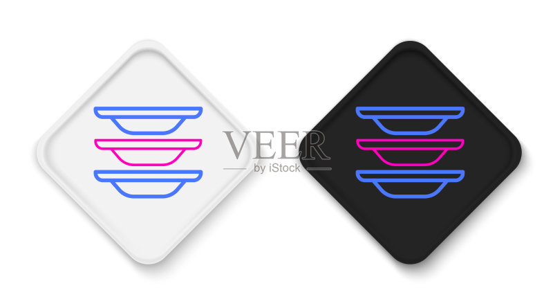 白色背景上的洗碗线条图标图标素材