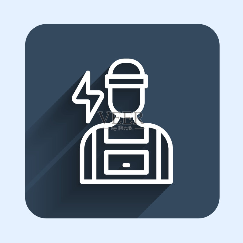 白色线条的电工技师工程师图标图标素材