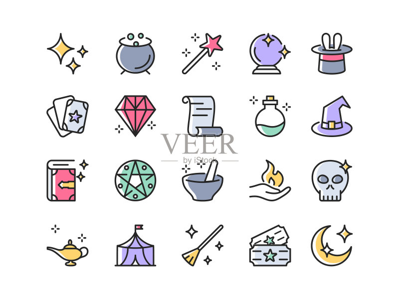 彩色魔法图标图标素材
