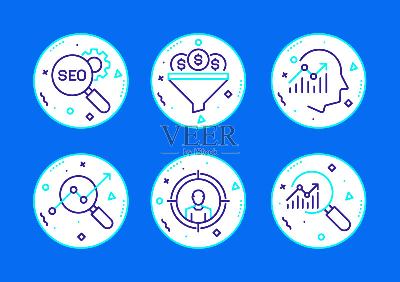 SEO相关线性图标矢量符号插图图标素材