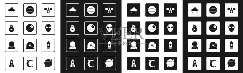 卫星死星机器人UFO飞行场景图标素材