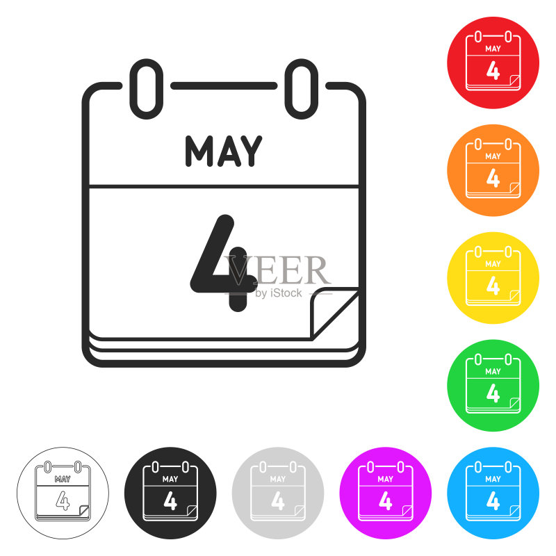 5月4日彩色按钮扁平图标图标素材