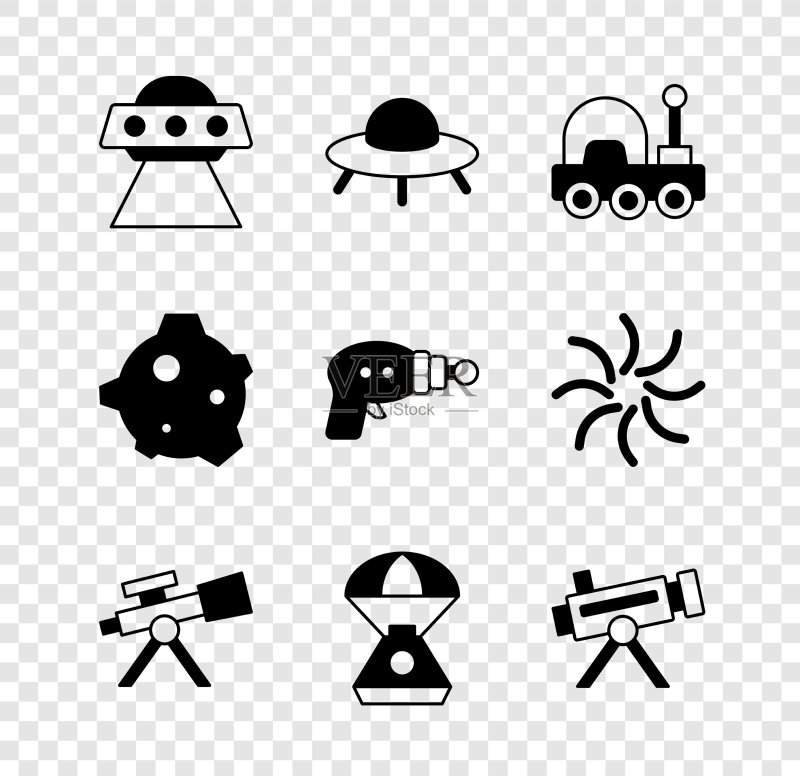 UFO飞行宇宙飞船火星探测器望远镜图标素材