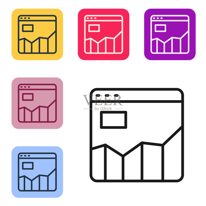 黑色线条图表日程安排示意图图标素材
