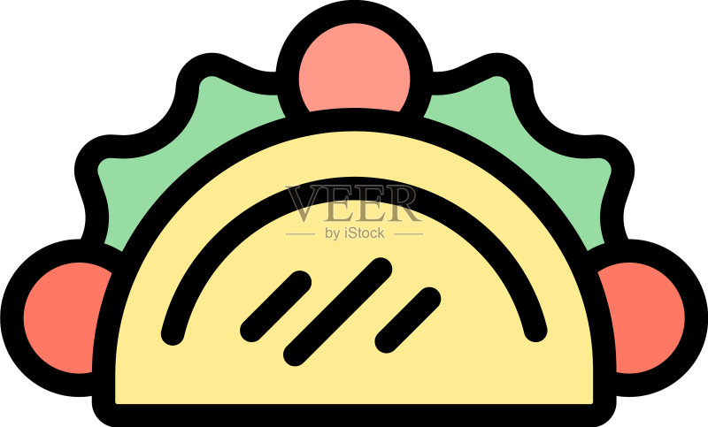 彩色轮廓肉夹馍图标图标素材
